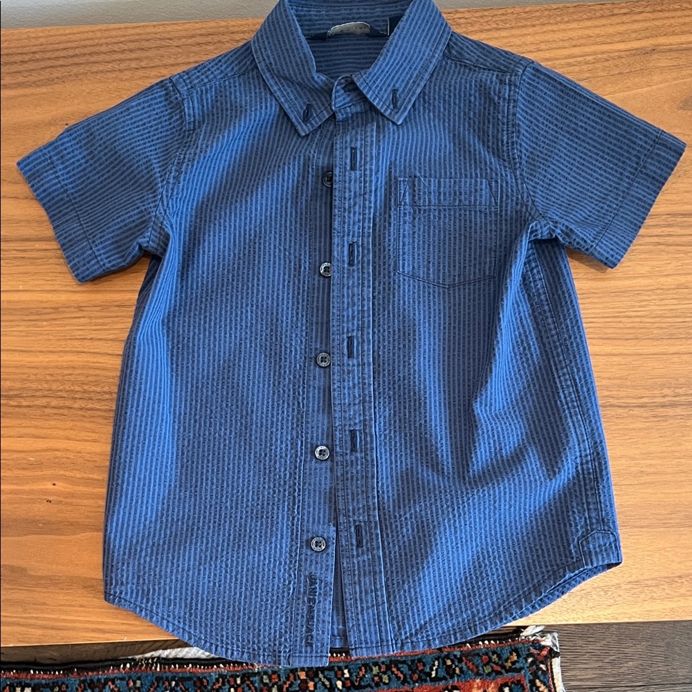 Janie and Jack Seersucker Navy Button-Down Shirt